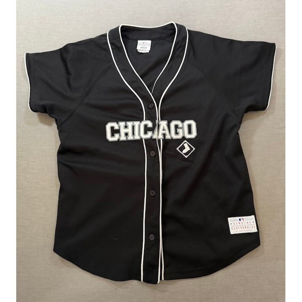 Lady Slugger Chicago White Sox Baseball Jersey Black Womens‎ Size L Button